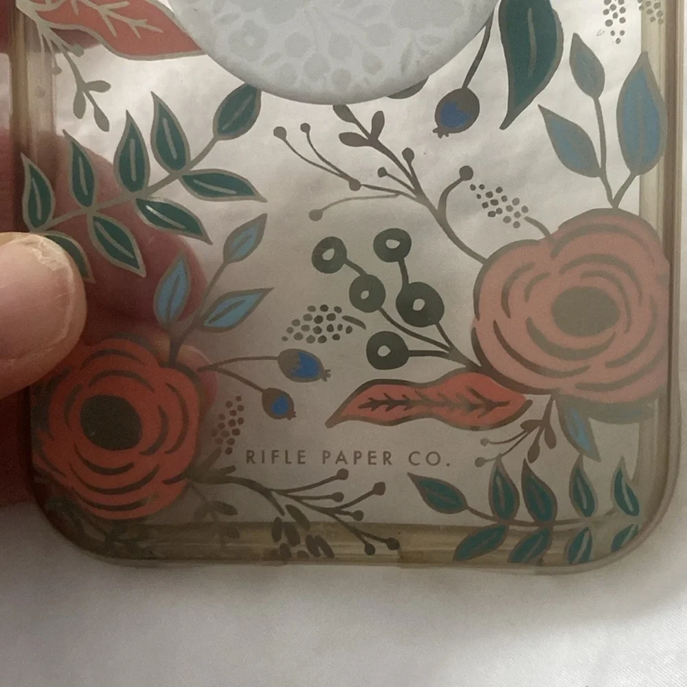 Rifle Paper Co. Clear Floral iPhone 11 Plastic Phone Case with White PopSocket